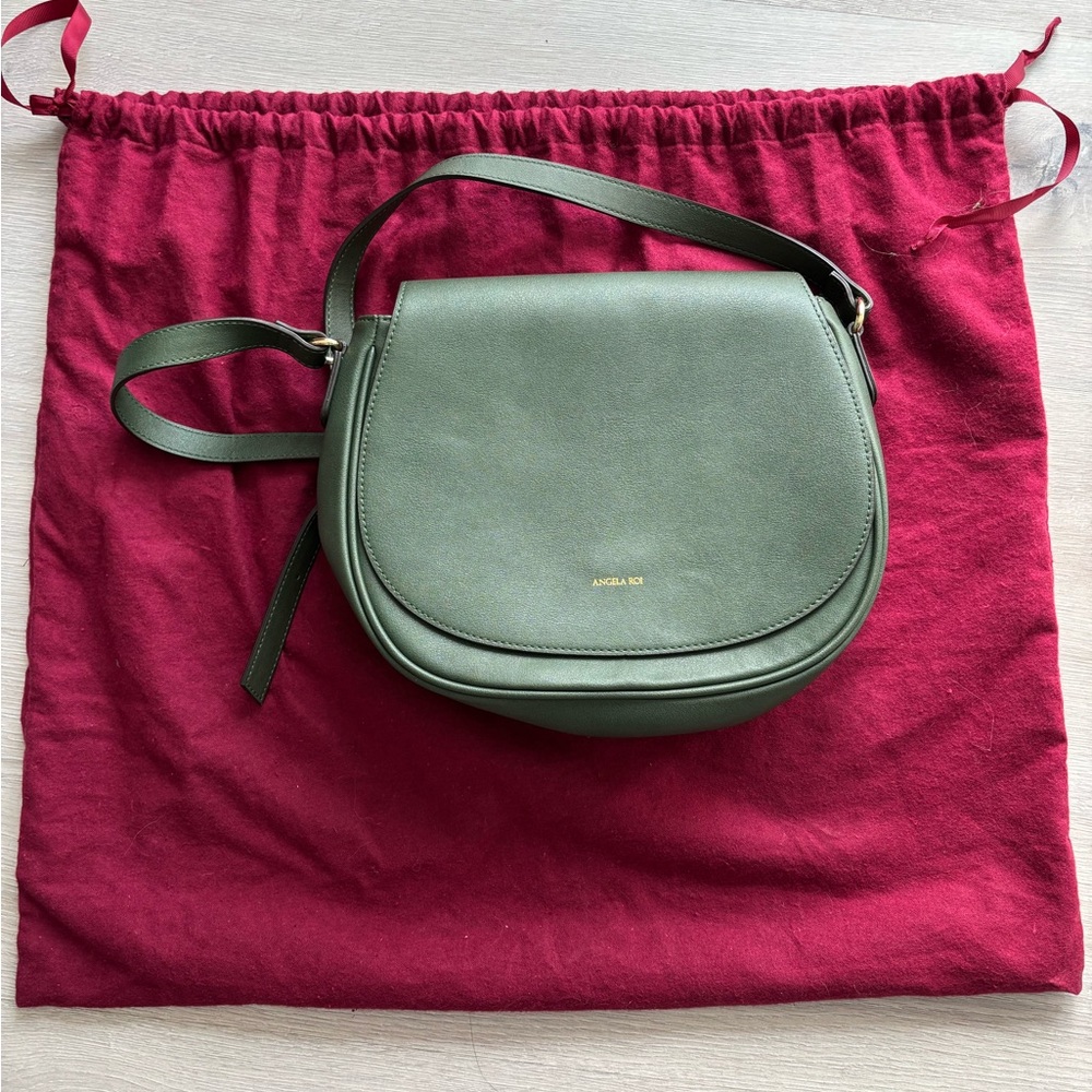 Angela Roi Green Saddle Crossbody Bag